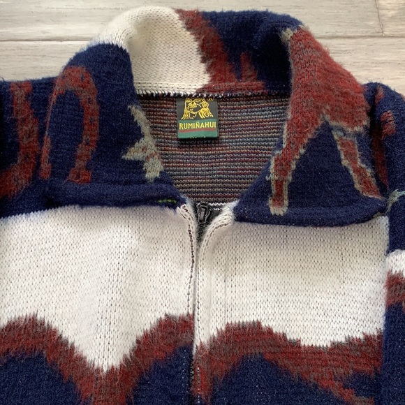 Tejidos Ruminahui Vintage Alpaca Wool Western Cowboy Horse Hooded Sweater Jacket - Picture 13 of 14